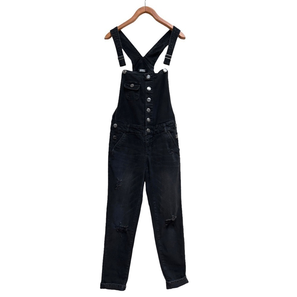Celebrity Pink Button Up Overalls in Black, Size Small